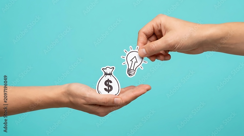 Obraz premium Exchanging Money for an Idea The Concept of Business Investment and Funding for Innovation