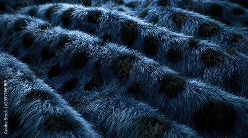 Rippling blue fur with dark spots, creating a soft, tactile, abstract texture