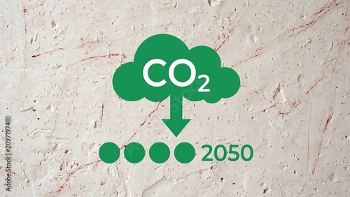 Carbon dioxide reduction goal net zero emissions by 2050 concept