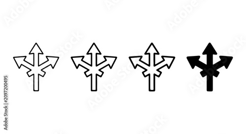 Konstfotografi Directional Arrows Set, Crossroads Icons, Decision Point Symbols, Navigation Cho