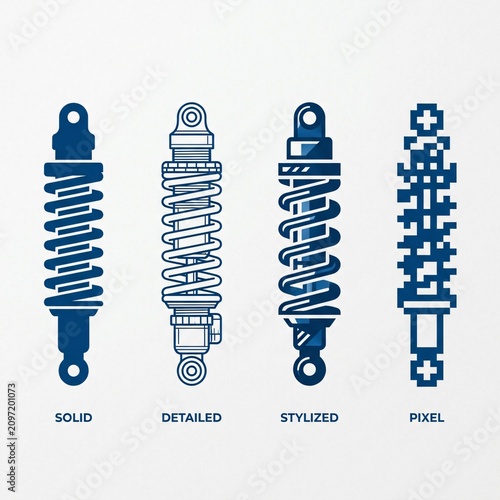 Shock absorber icon set in different styles and designs for various uses