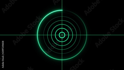 Green digital radar scanner hud overlay with rotating sweep animation interface
