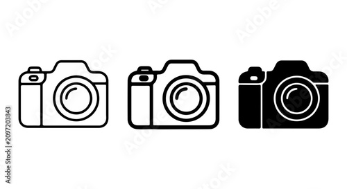 Fotografía Digital Camera Icons, Photography Equipment Vector Graphics, Modern SLR Symbols,
