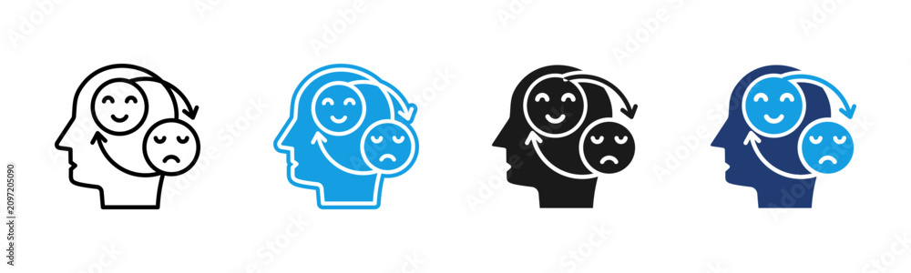 Obraz na płótnie Bipolar icon multiple style collection