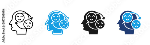 Cuadro en lienzo Bipolar icon multiple style collection