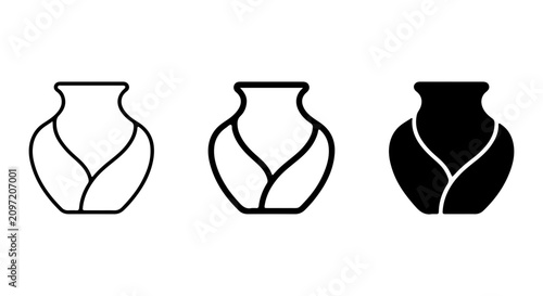 Foto Ceramic Vase Icons, Outline and Silhouette Set, Decorative Pottery Vector Graphi