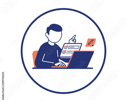 Картината върху платно Business professional working on digital task management using a laptop computer