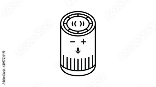 Bild auf Leinwand Minimalist isometric outline icon of a smart voice controlled wireless speaker