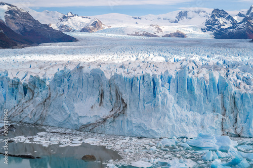 Fotografie Glaciers perito moreno glacier ice field mountain landscape cold blue ice wall i