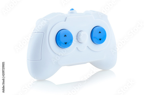 Fotografía A white remote control for a toy vehicle or quadcopter on a white background