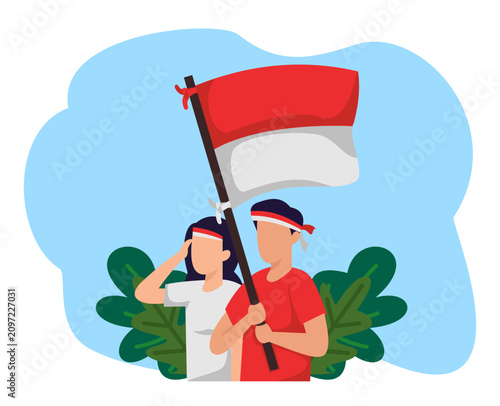 youth celebrate Indonesia independence day august 17th. Indonesian people celebrate independence day
