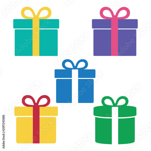 Collection of gift box icons with decorative bows collection celebration birthday
