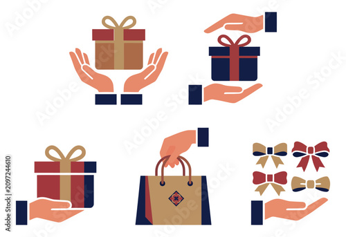 Gift wrapping collection featuring boxes bags and colorful decorative bows vector