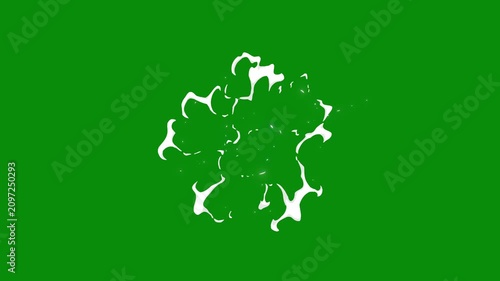 Cartoon liquid explosion with white flash FX and 2D smoke trails, hand-drawn on green screen with alpha channel, perfect for high-resolution shorts, edits, reels, and action overlays in VFX