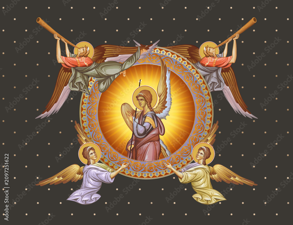 Obraz premium Decorative vintage illustration with angels