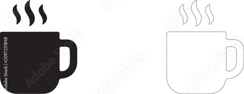 Εκτύπωση καμβά Hot drink mug vector icon filled and outline, morning coffee or invigorating tea symbol