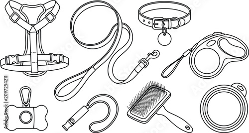 Photos Dog Walking and Pet Care Supply Set with Harness, Leash, Collar, Retractable Lea