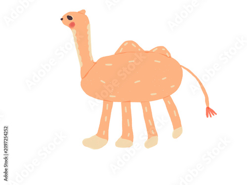 Obraz na plátne Hand drawn two humped camel with long neck and sandy coat standing in a calm side view