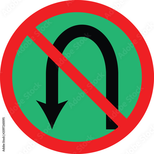 No U Turn Road Sign image