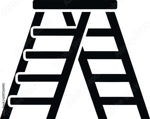 Silhouette design of a folding stepladder for construction work vector