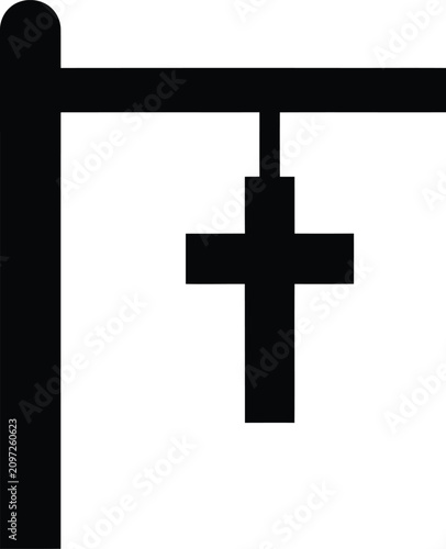 Foto Silhouette design of a hanging crucifix on a tall pole vector