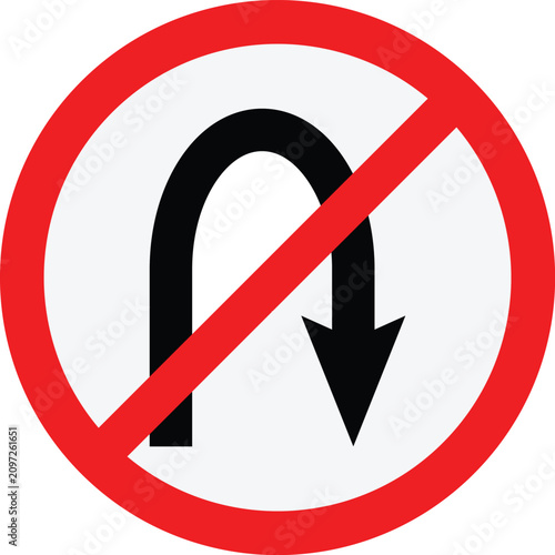 U Turn Prohibited Traffic symbol photo