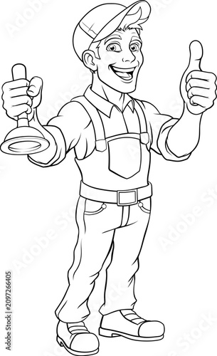 Plumber Plunger Tool Cartoo...