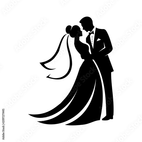 Foto Romantic wedding couple icon isolated on a white background