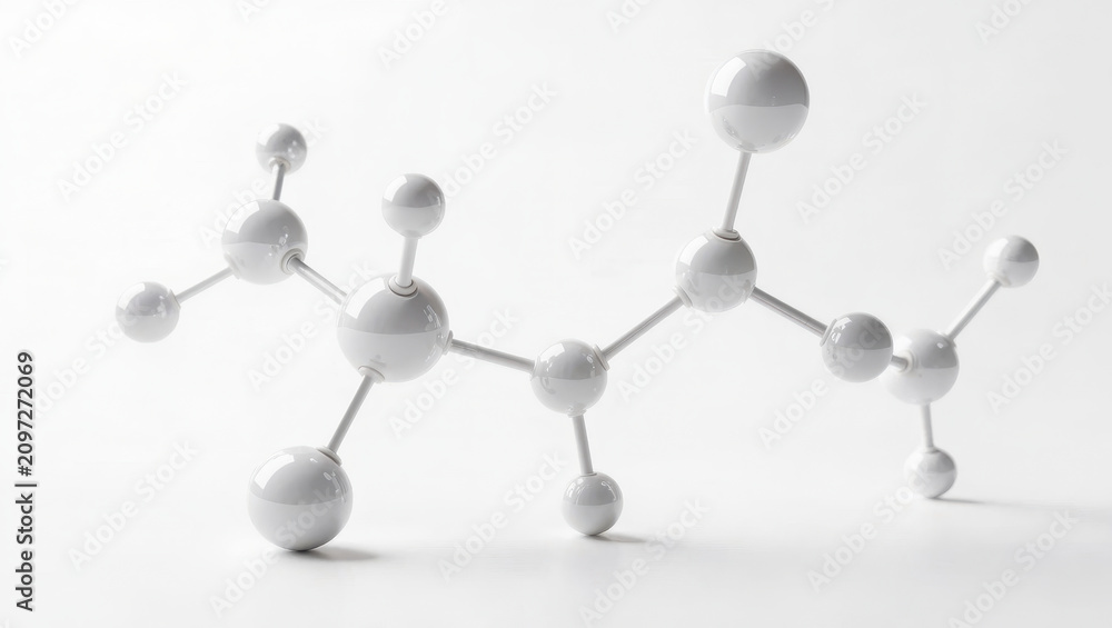 Obraz premium Molecule model white abstract chemistry science atom sphere bond molecular structure chemical 3d render isolated minimal clean