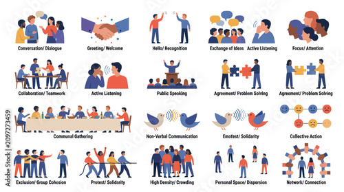 Flat Vector Icons: Human Interaction  Communication Concepts