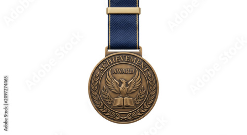 Canvastavla Bronze achievement award medal with eagle and open book on ribbon