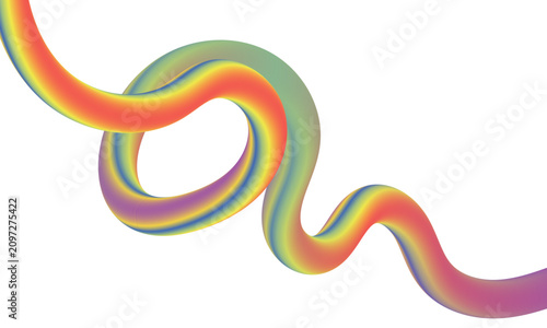 Abstract 3D colorful fluid swirl isolated on white background. Vector illustration