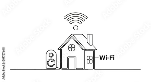 Картината върху платно Smart Home Wi Fi Internet Connection.