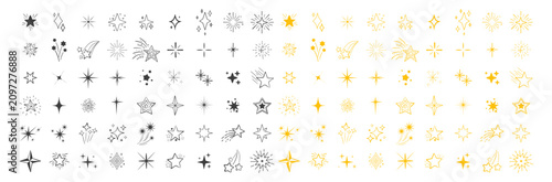 Foto Collection of decorative star icons and symbols.
