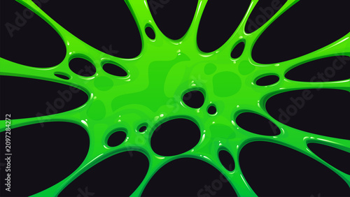 Obraz na plátně Cartoon green slime splat and gooey snot background texture