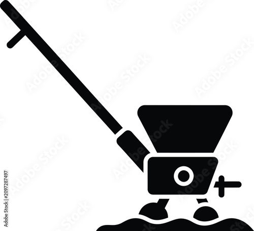 Cuadro en lienzo Silhouette design of a manual garden lawn fertilizer spreader tool vector
