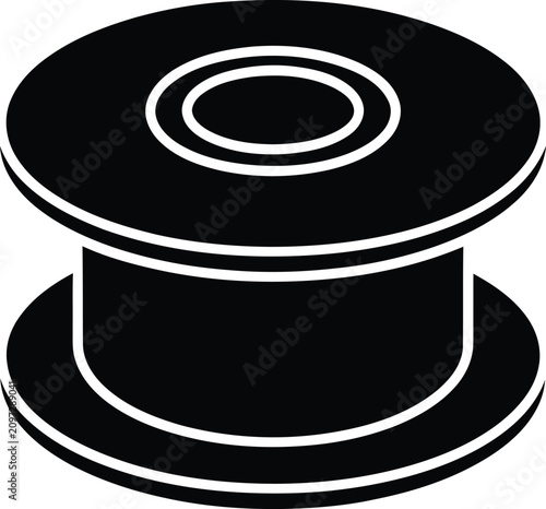 Silhouette design of an industrial spool for thread and wire vector