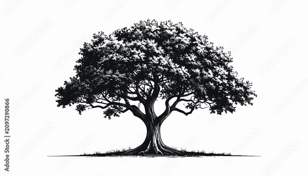Fototapeta premium Large Tree with Thick Trunk Branches.