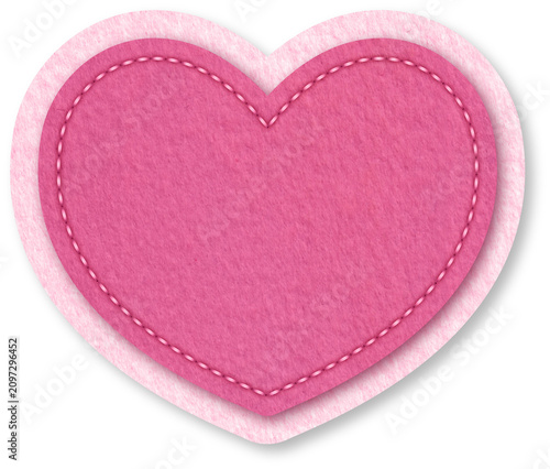 Foto Pink Felt Heart patch with Stitched border for scrapbook or journal