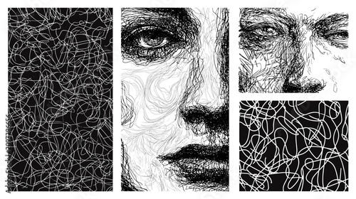 Canvastavla Abstract Geometric Composition Featuring Monochrome Segments and Textural Face P
