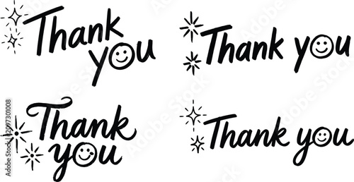 Schilderij op canvas Thank you expressions with smiley faces and sparkles