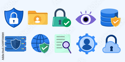 Data Privacy Security Icon Set Collection Vector Isolated