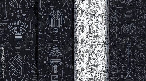 Φωτογραφία Intricate Abstract Patterns and Geometric Designs in Black and White with Distin