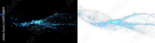 Slika na platnu Creative blue wave design with sparkles on a transparent background for use in d
