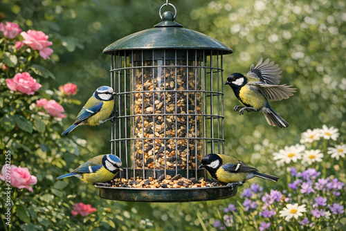 Birds Visiting Feeder