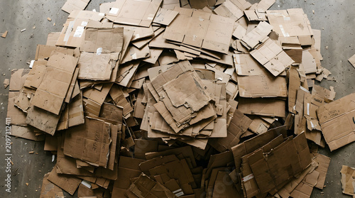 Foto Pile of recycled cardboard