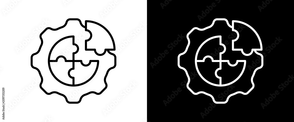 Fototapeta premium Puzzle white and black icon set design