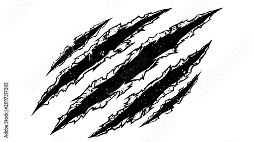 Photos Monster animal claw marks vector illustration featuring ripped torn metal slashe