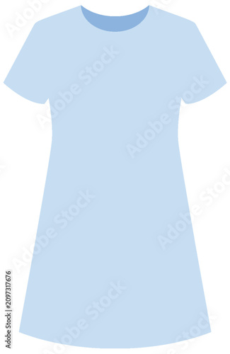 Light Blue Short Sleeve Dress Vector Illustration Mockup Template