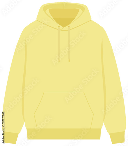 Front View Vector Illustration of a Blank Yellow Pastel Hoodie
